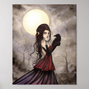 The Raven Gotic Fantasy Woman Wiccan Art Poster