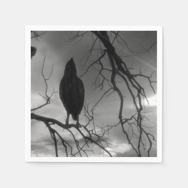 The Raven - Nevermore Sonnenbäume Baum Serviette (Vorderseite)