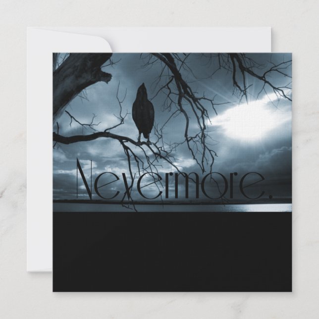 The Raven - Nevermore Sunams & Tree Blue Einladung (Vorderseite)