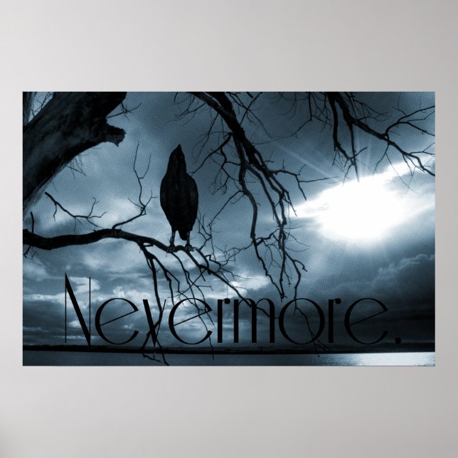 The Raven - Nevermore Sunams & Tree Blue Poster (Vorne)