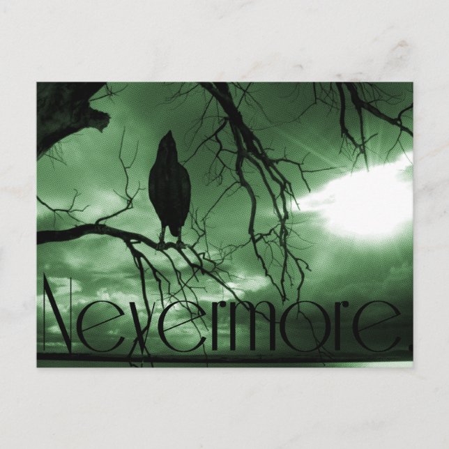 The Raven - Nevermore Sunams Tree - Green Postkarte (Vorderseite)