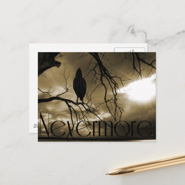 The Raven - Nevermore Sunams & Tree Postkarte (Vorderseite/Rückseite Beispiel)