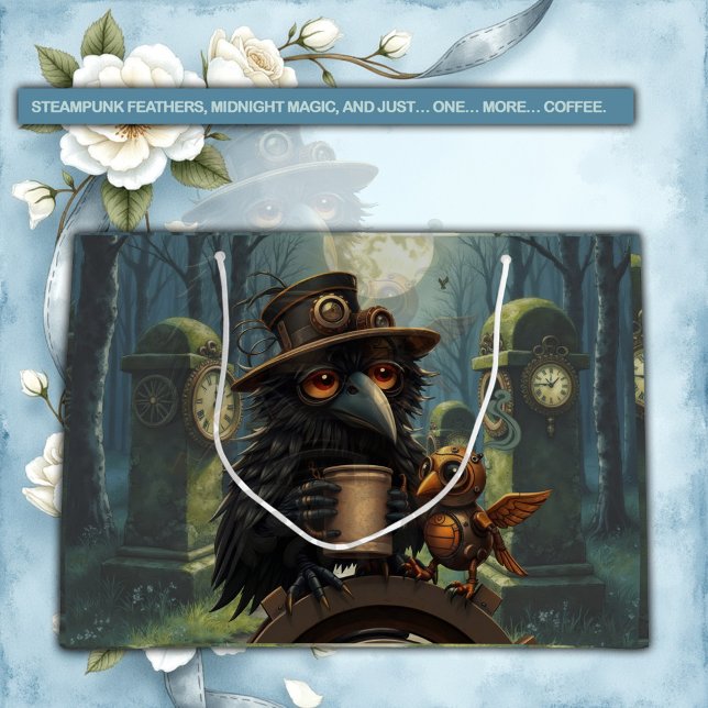 The raven powered by Coffee Große Geschenktüte (Von Creator hochgeladen)