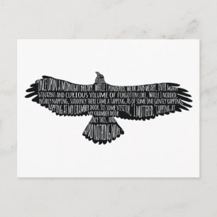 The Raven von Edgar Allan Poe Typografy Postcard Postkarte