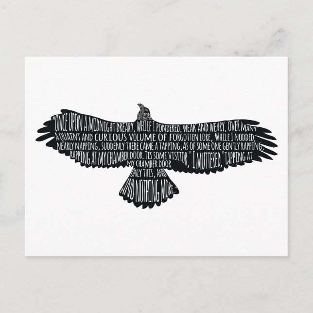 The Raven von Edgar Allan Poe Typografy Postcard Postkarte (Vorderseite)