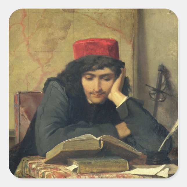 The Reader, 1856 Quadratischer Aufkleber (Vorderseite)