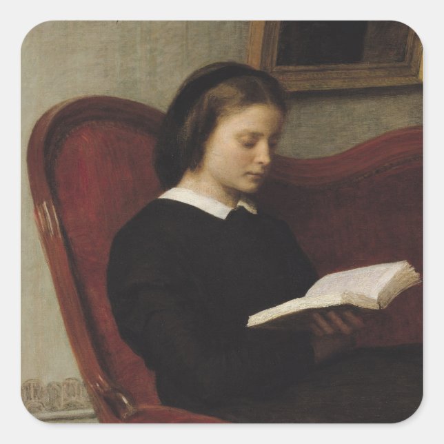 The Reader, 1861 Quadratischer Aufkleber (Vorderseite)
