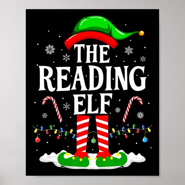 The Reading Elf Xmas Funny Book Lover Christmas Bo Poster (Vorne)