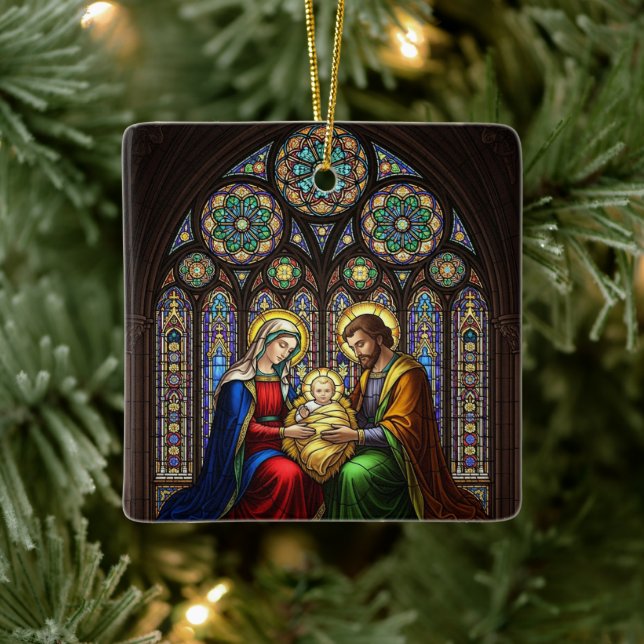The Reason for the Season Nativity personalized Keramikornament (Baum)