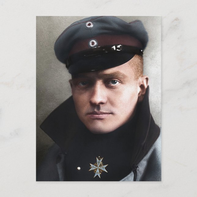 The Red Baron Manfred von Richthofen 1917 Colorize Postkarte (Vorderseite)
