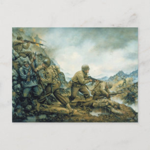 The Red Bull in the Winter Line von Donna Neary Postkarte