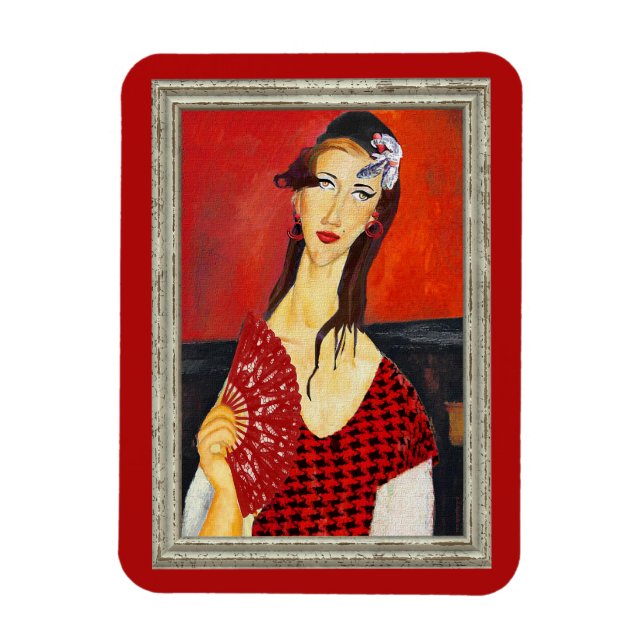 The Red Fan (based on Modigliani's painting) Magnet (Vertikal)