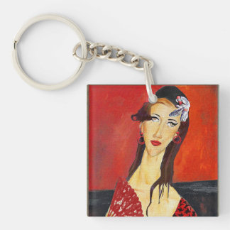 The Red Fan (based on Modigliani's painting) Schlüsselanhänger