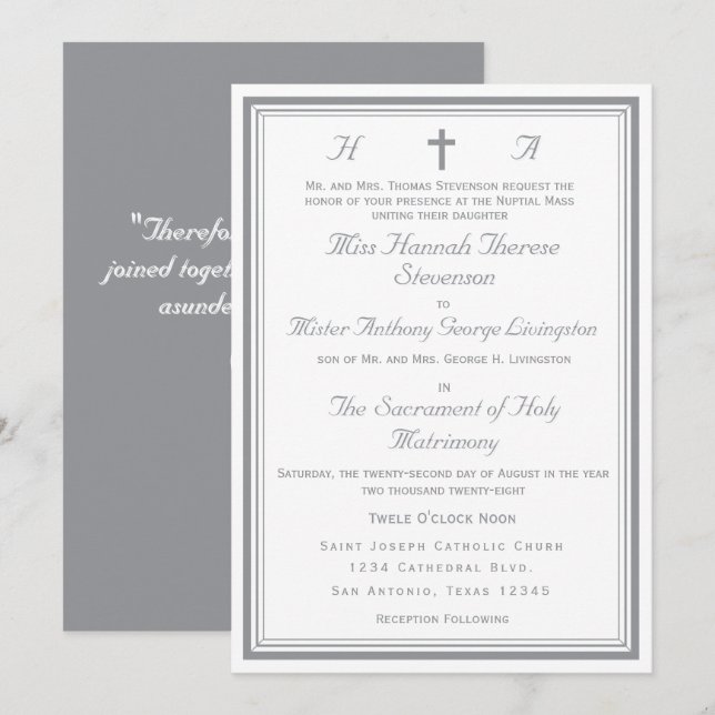 The Refined Catholic Silver Wedding Einladung (Vorne/Hinten)