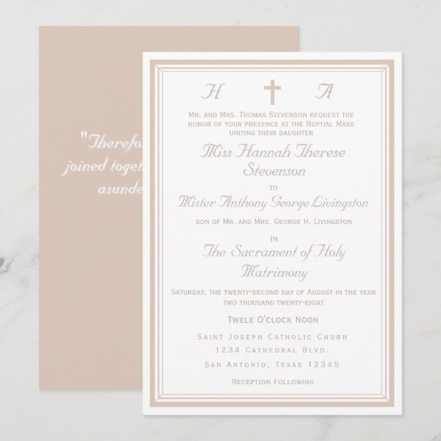 The Refined Catholic Wedding Einladung (Vorne/Hinten)