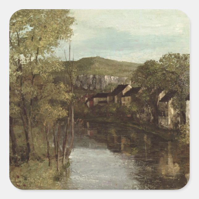 The Reflection of Ornans, c.1872 Quadratischer Aufkleber (Vorderseite)
