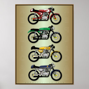 The Replicas (Cafe Racer Motorrad Art Poster) Poster