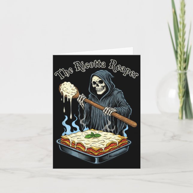 The Ricotta Reaper Funny Italian Halloween Lasagna Karte (Vorderseite)