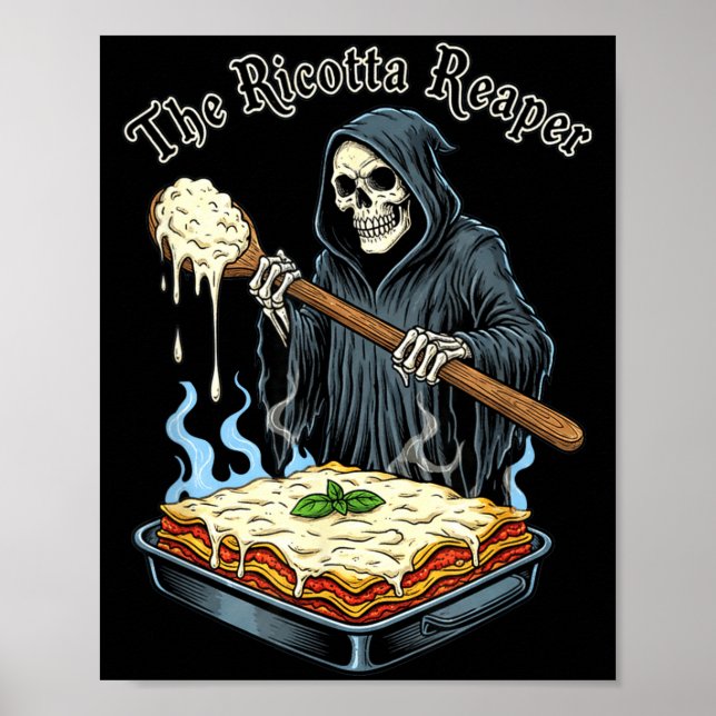 The Ricotta Reaper Funny Italian Halloween Lasagna Poster (Vorne)