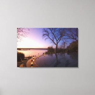 The River Club Lodge, Sonnenuntergang am Sambesi-F Leinwanddruck