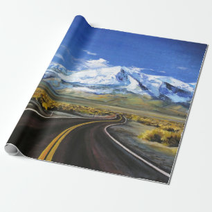 the road to the mountains oil paintingasphalt,autu geschenkpapier