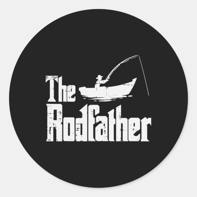 The Rodfather Fun Fishing Fathers Day Movie Pun Da Runder Aufkleber (Vorderseite)