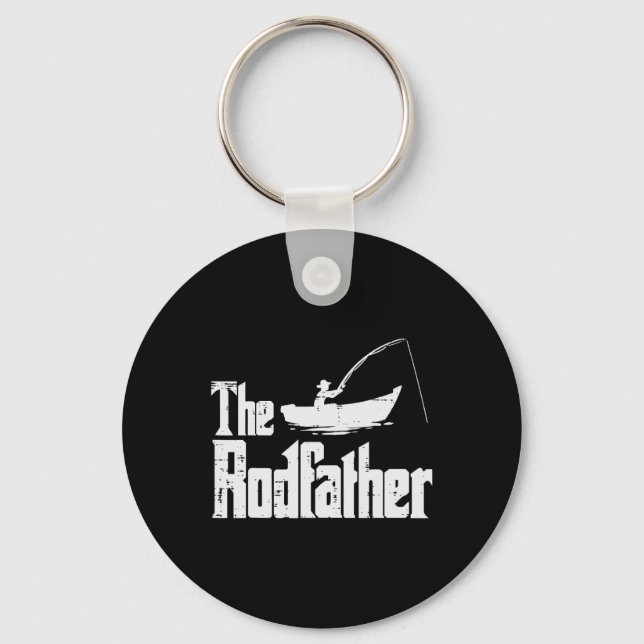 The Rodfather Fun Fishing Fathers Day Movie Pun Da Schlüsselanhänger (Vorderseite)