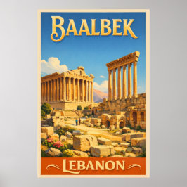 The Roman Ruins of Baalbek - Vintage Travel Poster