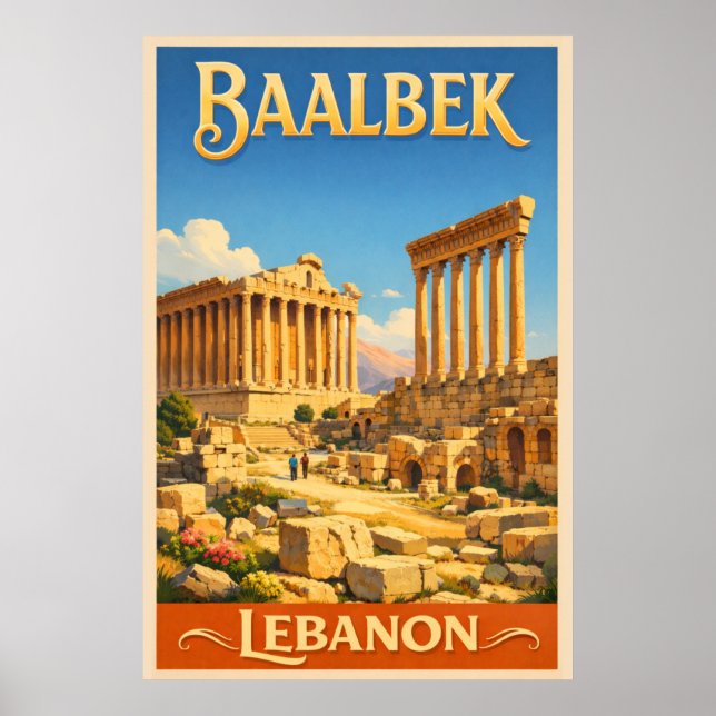 The Roman Ruins of Baalbek - Vintage Travel  Poster (Vorne)