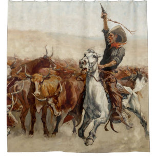 The Roundup Western Art von Frederic Remington Duschvorhang