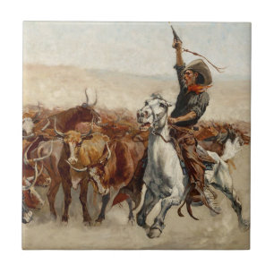 The Roundup Western Art von Frederic Remington Fliese