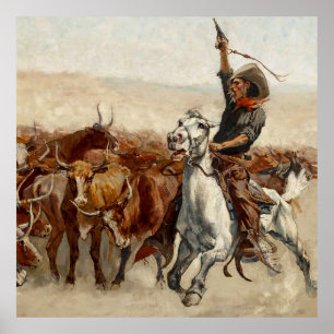The Roundup Western Art von Frederic Remington Poster