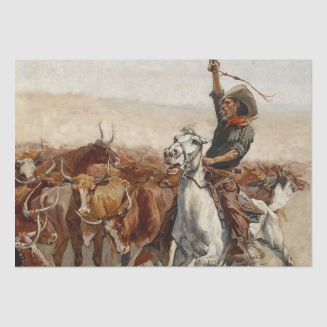 The Roundup Western Art von Frederic Remington Seidenpapier (Vorderseite)