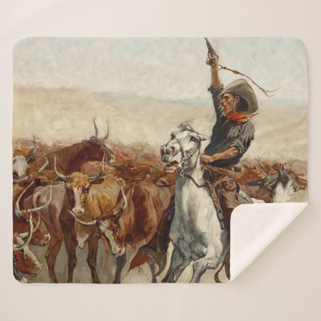 The Roundup Western Art von Frederic Remington Sherpadecke (Vorderseite (Horizontal))