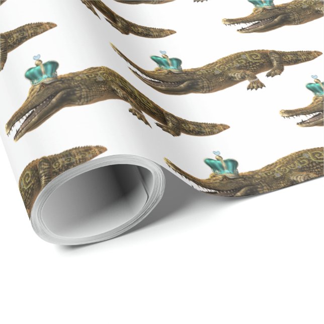 The Royal Croc - Alligator mit Juwelen und Krone Geschenkpapier (Rolleneckpunkt)