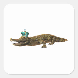 The Royal Croc - Alligator mit Juwelen und Krone Quadratischer Aufkleber