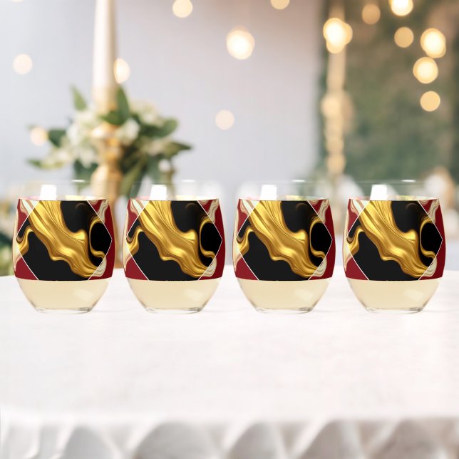 The Royal Flow Regal Crimson & Gold Luxury Achempo Weinglas Ohne Stiel (Insitu (Hochzeit))