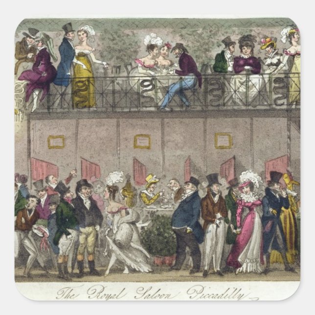 The Royal Saloon, Piccadilly, von "The English Sp Quadratischer Aufkleber (Vorderseite)