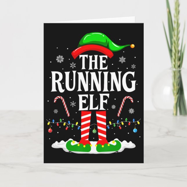 The Running Elf Xmas Running Funny Runner Christma Karte (Vorderseite)