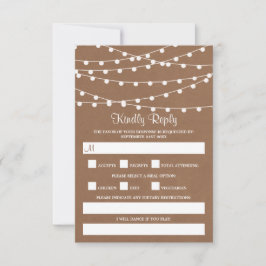 The Rustic Kraft String Lights Wedding Collection RSVP Karte