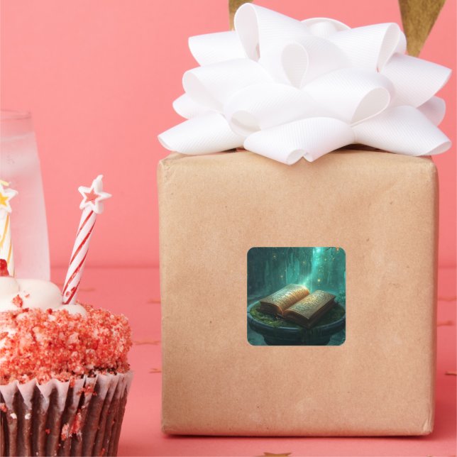 The Sacred Book of Moss and Magic Quadratischer Aufkleber (Party)