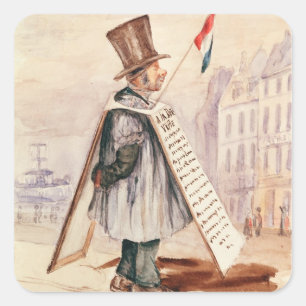 The Sandwich Board Man, Boulevard du Temple, 1839 Quadratischer Aufkleber