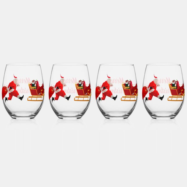 The Santa Claus Hustle Drinkware Set Weinglas Ohne Stiel (Vorderseite)