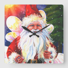 The Santa Fairy Quadratische Wanduhr