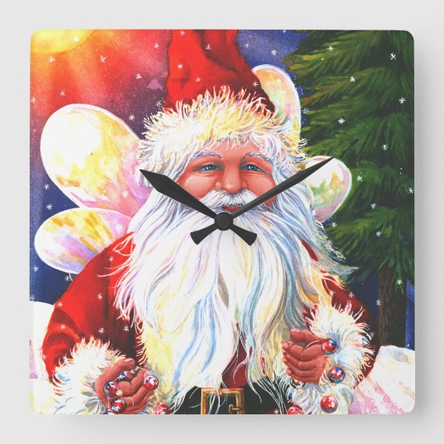 The Santa Fairy Quadratische Wanduhr (Vorderseite)