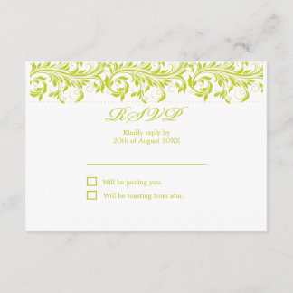 The Sarah Jane lime grün-weiße Hochzeit RSVP Karte