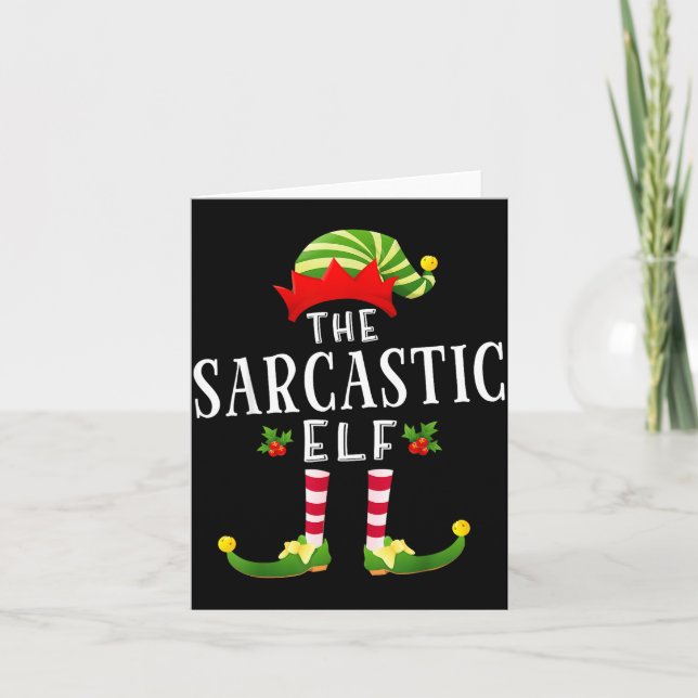 The Sarcastic Elf Christmas Matching Pajama  Karte (Vorderseite)