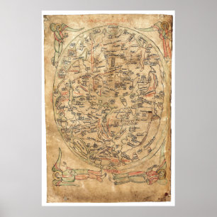 The Sawley Map Imago Mundi Honorius Augustodunensi Poster