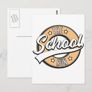 The School Run Retro-Logo Postkarte