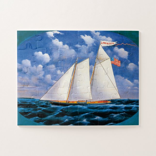 The Schooner Yacht "America" von James Bard Puzzle (Horizontal)